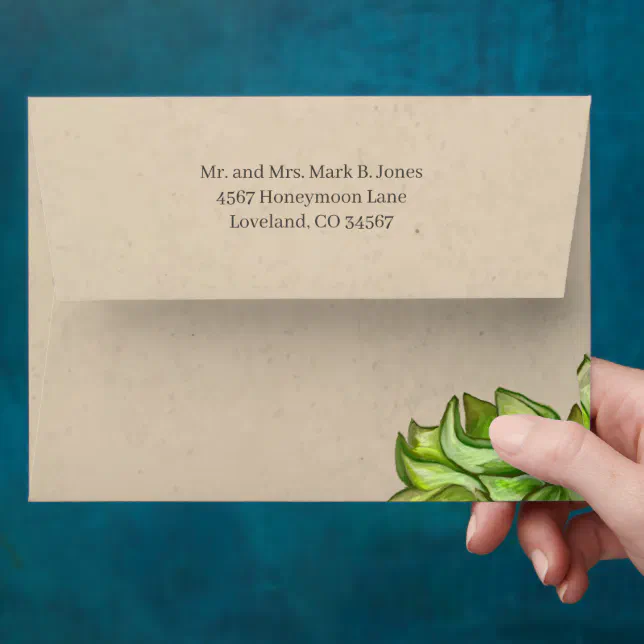 Rustic Succulent Wedding Envelopes | Zazzle