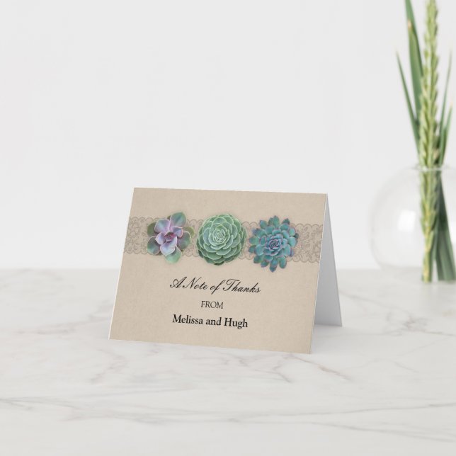 Rustic Succulent Wedding Thank You Card (Front)
