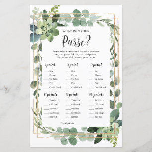 Rustic succulent what is in your purse baby game