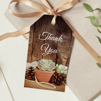 Rustic Succulents and Barn Wood Wedding Favor Tags