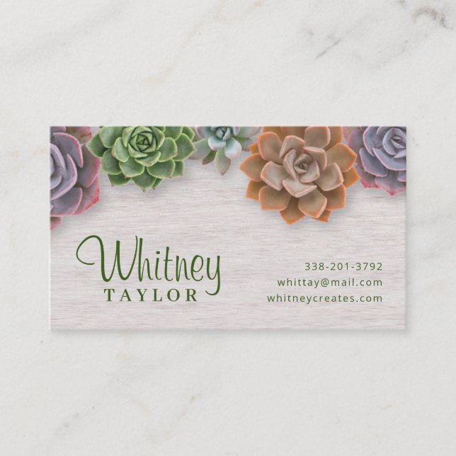 Rustic Succulents Business Card (Front)