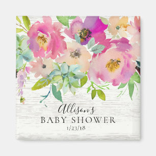 Rustic  Succulents Floral Shower Favor  Magnet