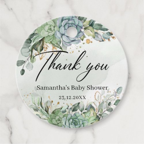 Rustic succulents greenery baby shower favor tags