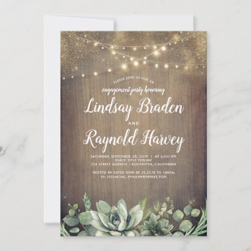 Rustic Succulents Greenery Engagement Party Invitation