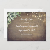 Rustic Succulents Greenery Save the Date Announcement Postcard (Front/Back)