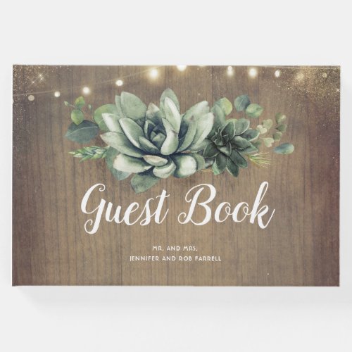 Rustic Succulents Greenery Wedding Guest Book