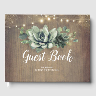 Rustic Succulents Greenery Wedding Guest Book