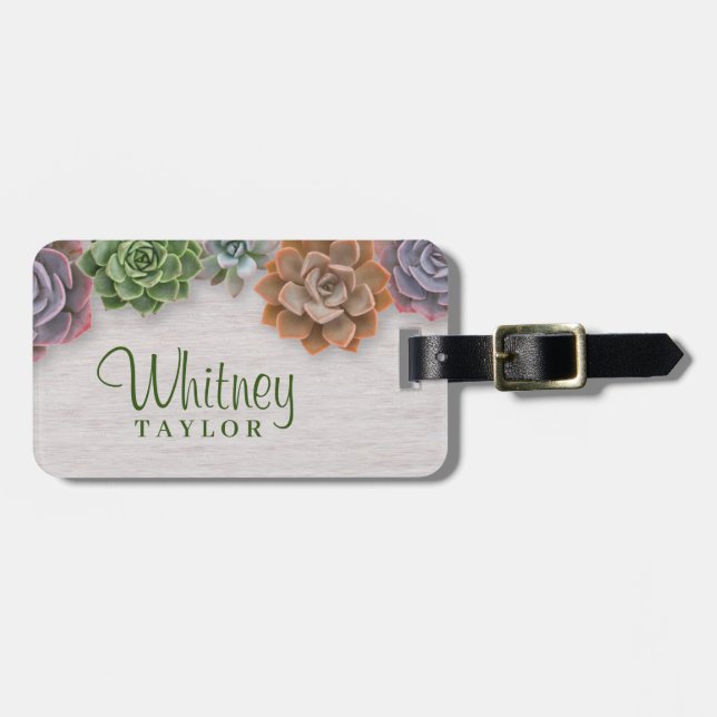 Rustic Succulents Luggage Tag (Front Horizontal)
