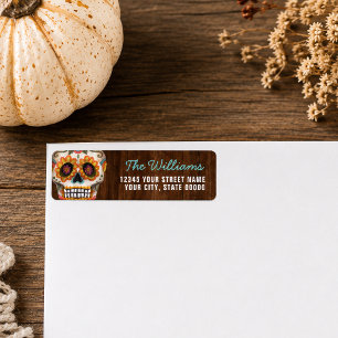 Rustic Sugar Skull Day of the Dead Halloween Label