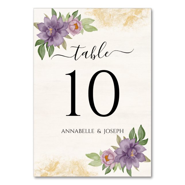 Rustic Summer aesthetic Wildflower Wedding Table Number (Front)