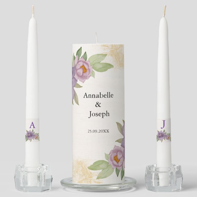 Rustic Summer aesthetic Wildflower Wedding Unity Candle Set (Front)