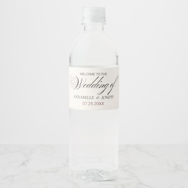 Rustic Summer aesthetic Wildflower Wedding Water Bottle Label (Front)