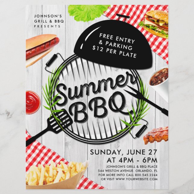 Rustic Summer BBQ Grill Advertisement Event Flyer  (Front)