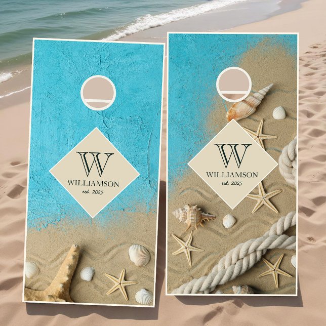 Rustic Summer Beach House Cornhole Set (Rustic Summer Beach House Cornhole Set)
