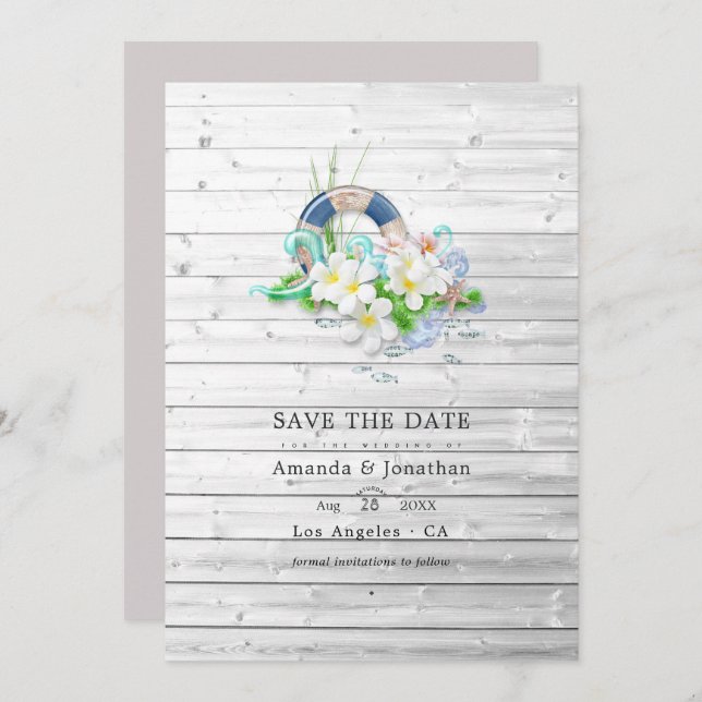 Rustic Summer Beach Wedding Photo Save The Date (Front/Back)