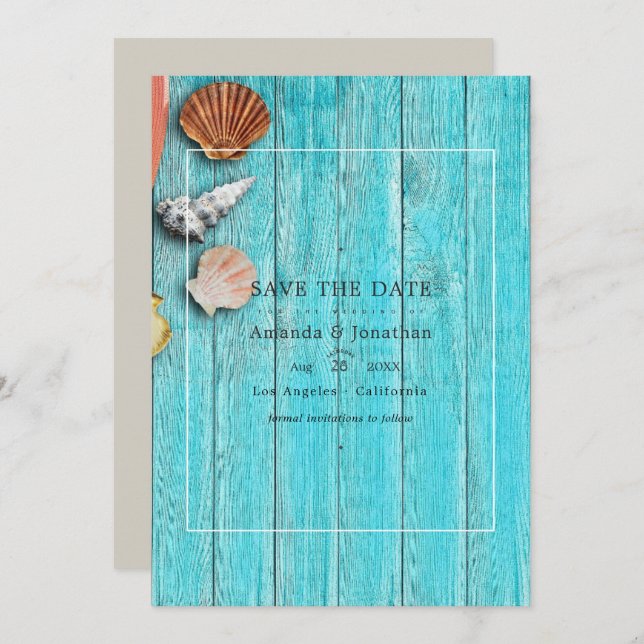 Rustic Summer Beach Wedding Save The Date (Front/Back)
