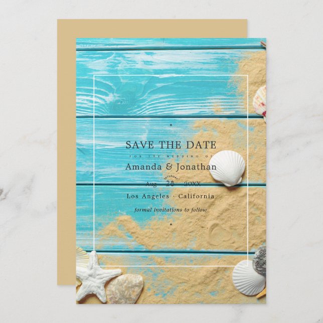 Rustic Summer Beach Wedding Save The Date (Front/Back)