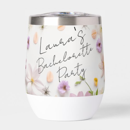 Rustic Summer Daisies Bachelorette Party Thermal Wine Tumbler
