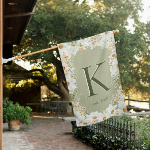 Rustic Summer Daisies Weatherproof House Flag