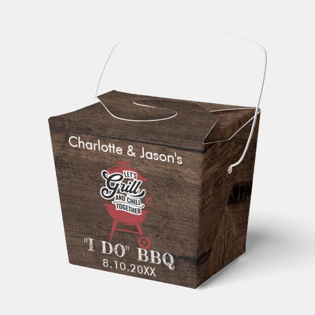 Rustic Summer Engagement Party I Do BBQ Favor Boxes (Front Side)