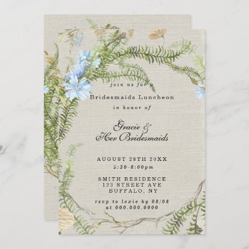 Rustic Summer Fern Bridesmaids Luncheon Invites