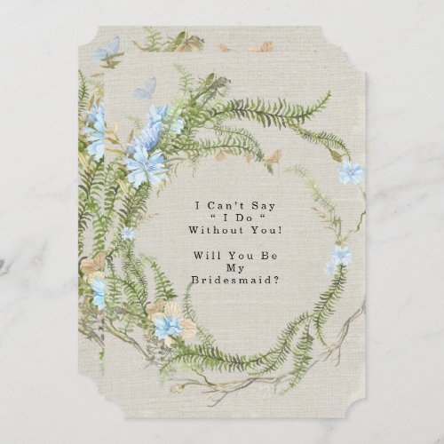 Rustic Summer Fern Will You Be My Bridesmaid Invitation