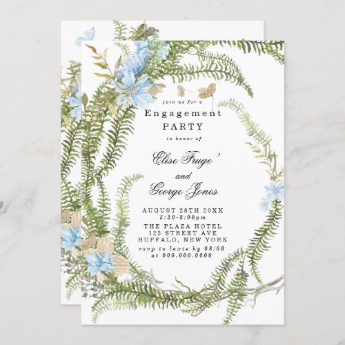 Rustic Summer Fern Wreath Engagement Party Invitat Invitation