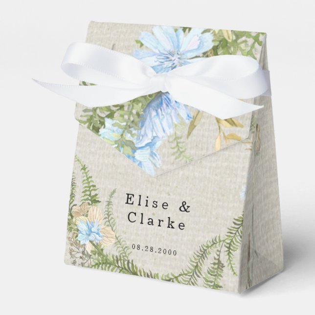 Rustic Summer Fern Wreath Wedding Favor Boxes (Front Side)