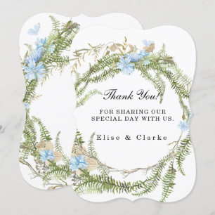 Rustic Summer Fern Wreath Wedding Thank You Cards