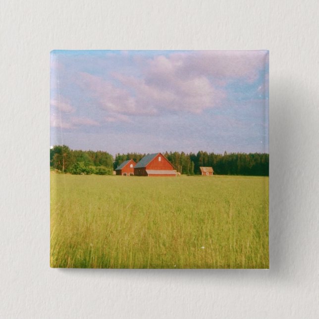 Rustic summer field, Helsingia, Sweden Button (Front)