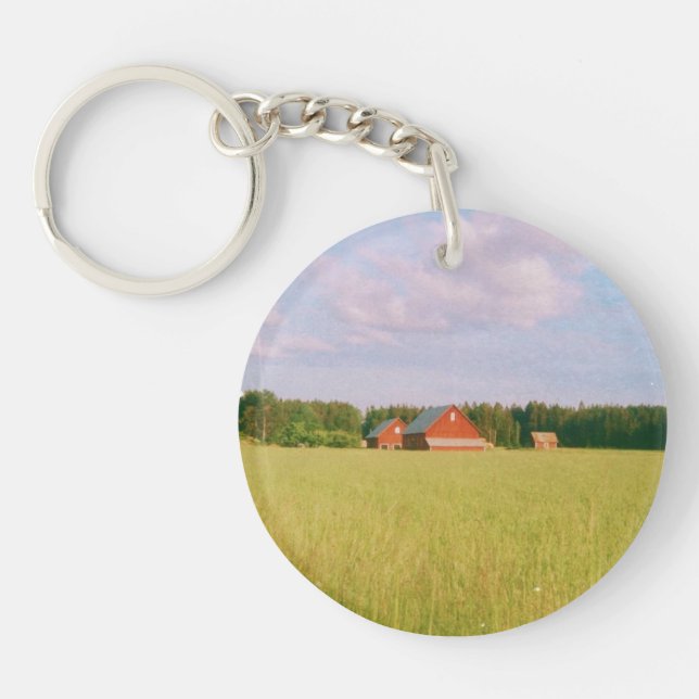 Rustic summer field, Helsingia, Sweden Keychain (Front)