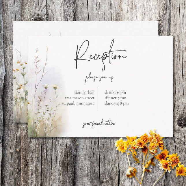 Rustic Summer Field of Wildflowers Reception Enclosure Card (Creator Uploaded)
