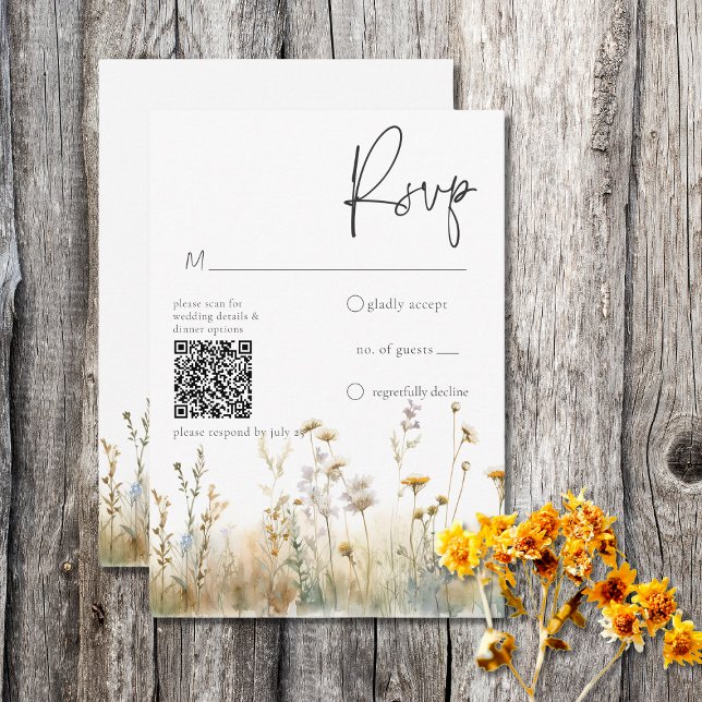 Rustic Summer Field of Wildflowers RSVP Card (Creator Uploaded)