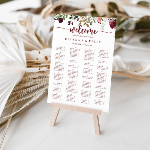 Rustic Summer Floral Alphabetical Seating Chart