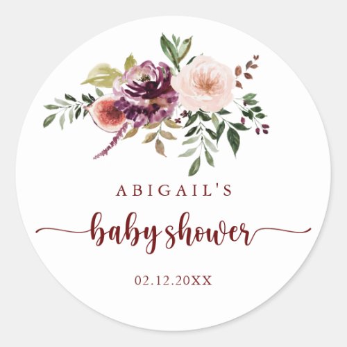 Rustic Summer Floral Baby Shower Favor   Classic Round Sticker