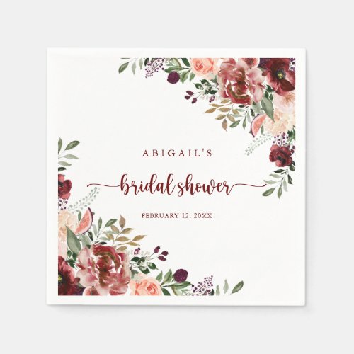 Rustic Summer Floral Bridal Shower Napkins