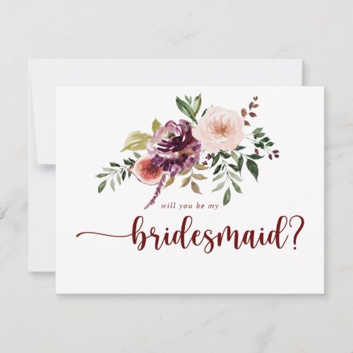 Rustic Summer Floral Bridesmaid Proposal Note Card