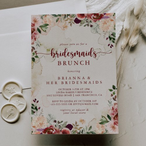 Rustic Summer Floral Bridesmaids Brunch Shower  Invitation