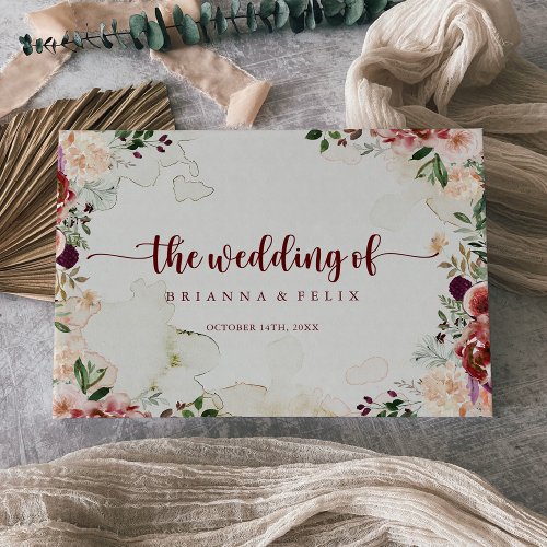 Rustic Summer Floral Calligraphy Wedding  Guest Book