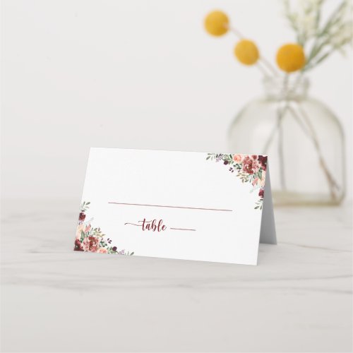 Rustic Summer Floral Calligraphy Wedding  Place Card