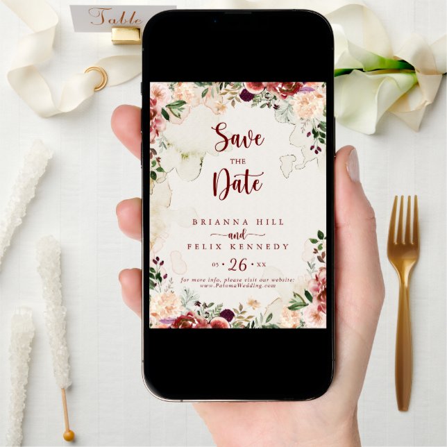 Rustic Summer Floral Calligraphy Wedding   Save The Date (Front Digital)