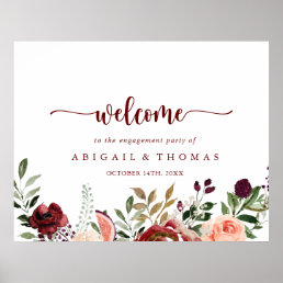 Rustic Summer Floral Engagement Party Welcome   Poster