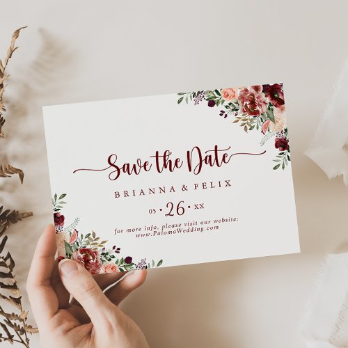 Rustic Summer Floral Horizontal Wedding   Save The Date