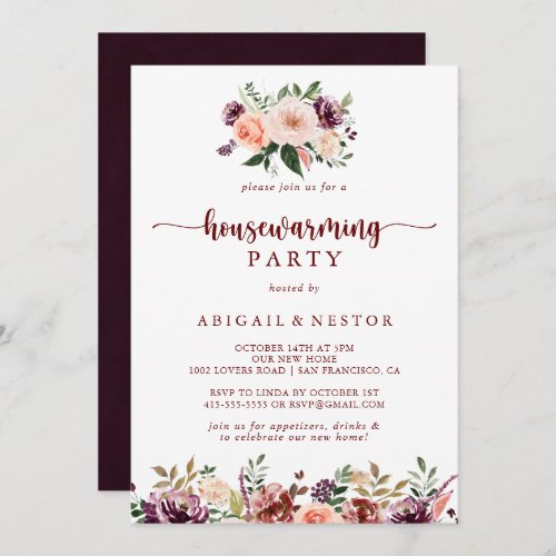 Rustic Summer Floral Housewarming Party   Invitation
