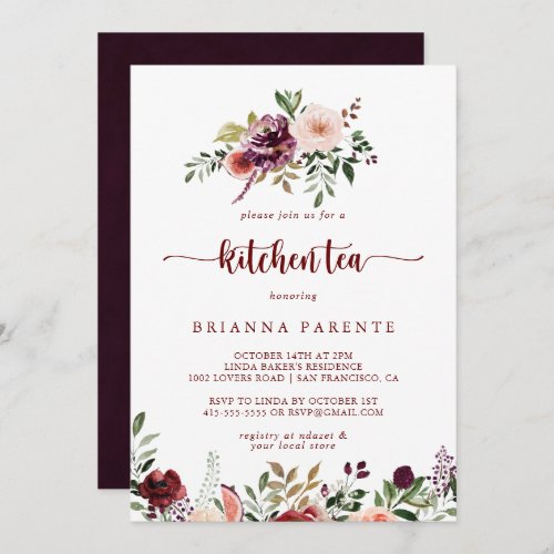 Rustic Summer Floral Kitchen Tea Bridal Shower   Invitation