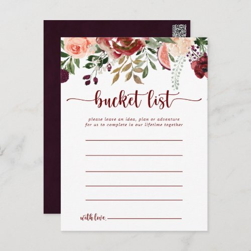 Rustic Summer Floral Simple Bucket List Cards