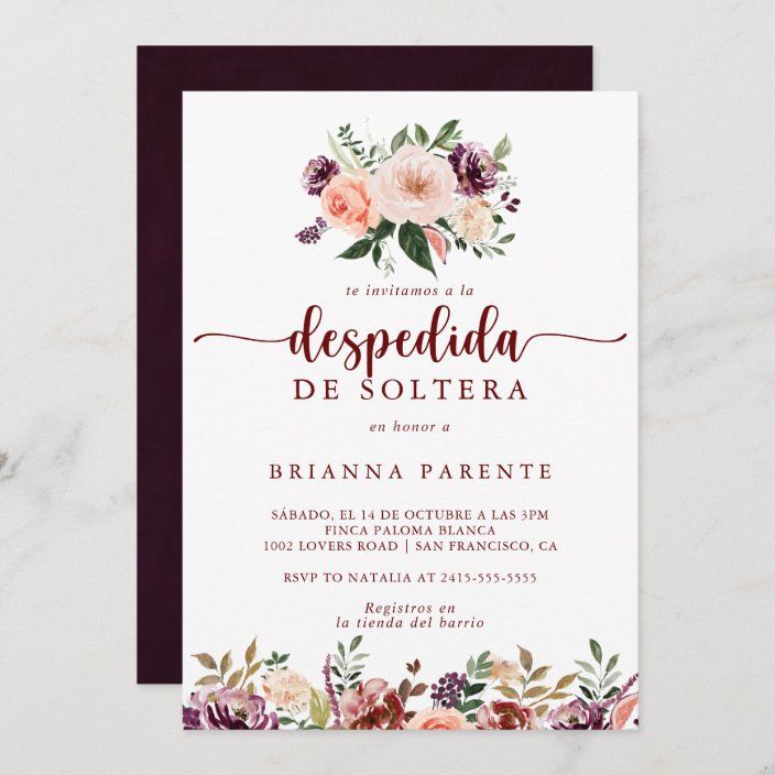 Rustic Summer Floral Spanish Bridal Shower Invitation