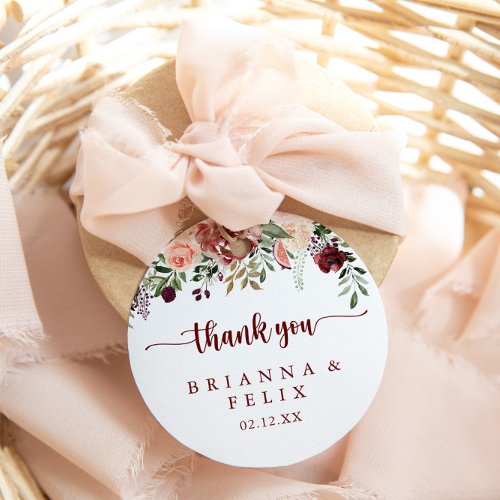 Rustic Summer Floral Thank You Wedding Favor   Classic Round Sticker