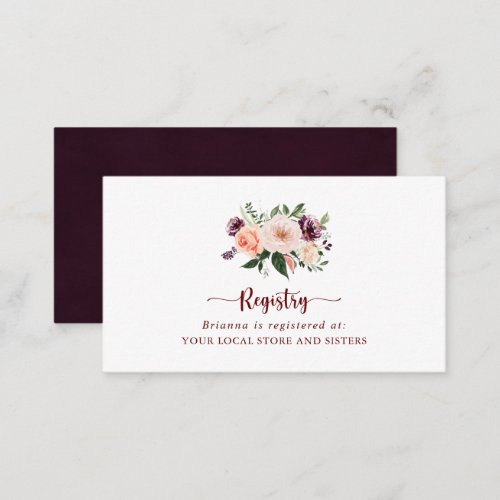 Rustic Summer Floral Wedding Gift Registry   Enclosure Card