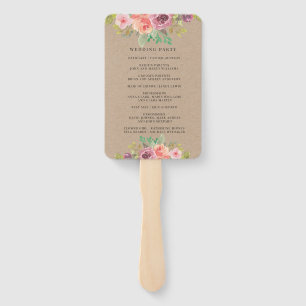 Rustic Summer Floral Wedding Program Hand Fan